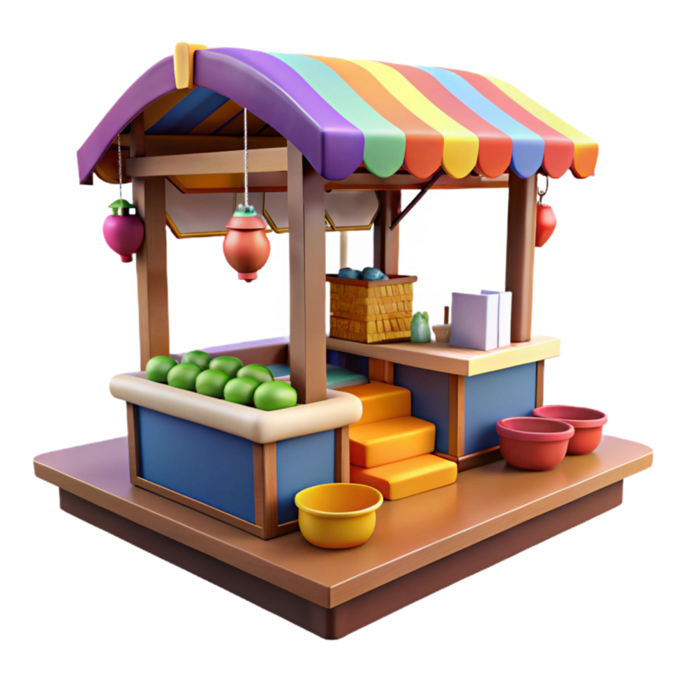 wonderful artistic Open Air Market Colorful Stalls Isolated high resolution png