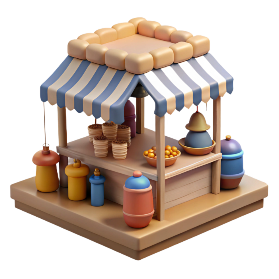 serene contemporary Open Air Market Crafts and Souvenirs Transparent Background professional png