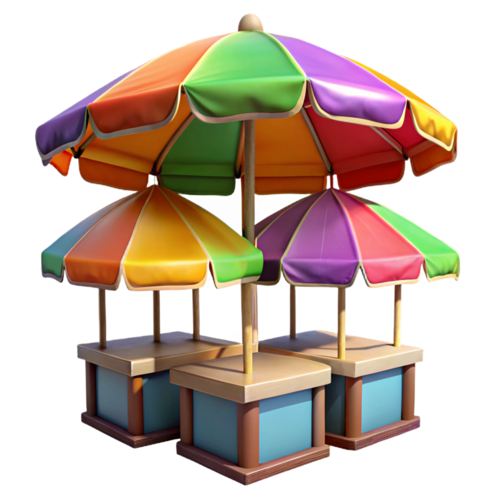 elegant rustic Open Air Market Colorful Stalls Isolated authentic png