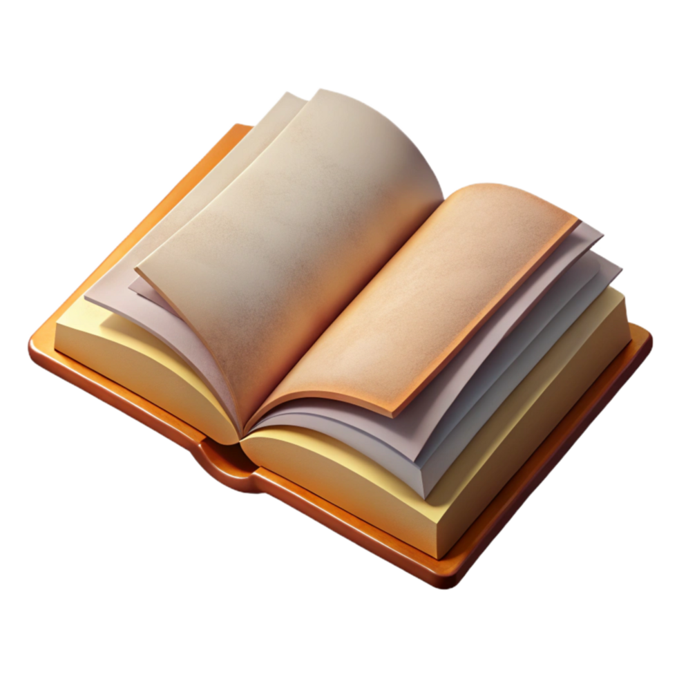 beautiful artistic Open Book Cutout with Blank Pages Transparent Background high quality png