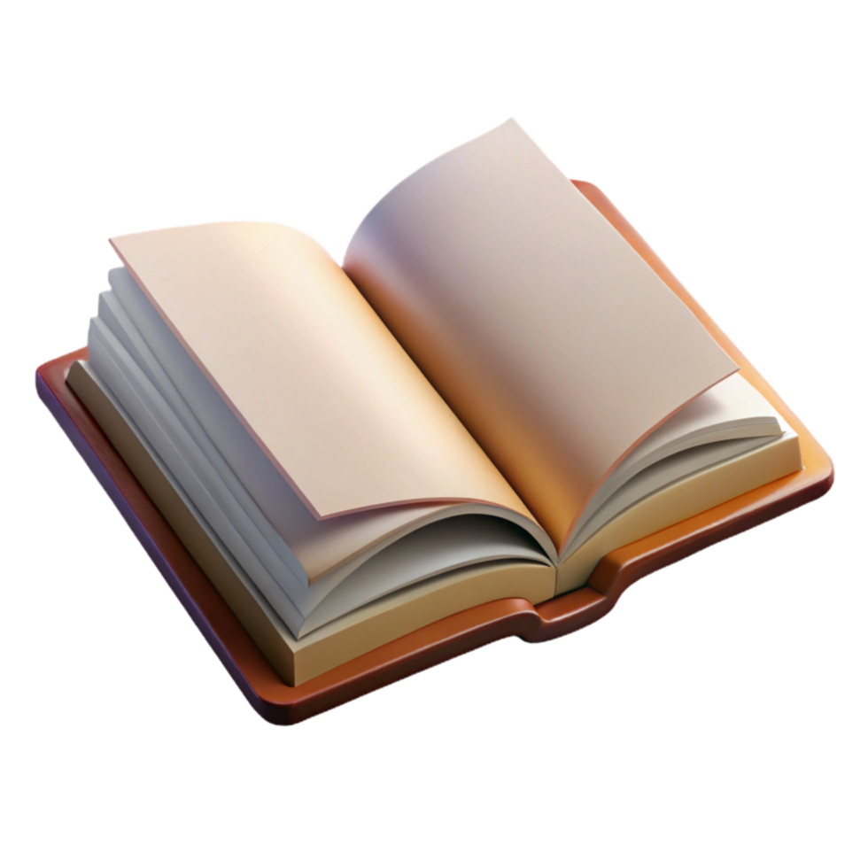 wonderful traditional Open Book with Blank Pages Isolated Element detailed png