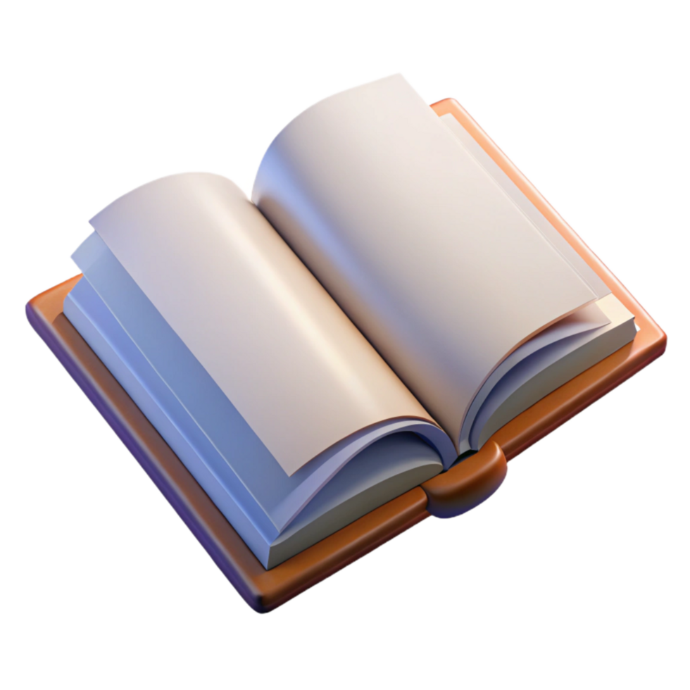 dramatic modern Open Book with Blank Pages Isolated Element exclusive png