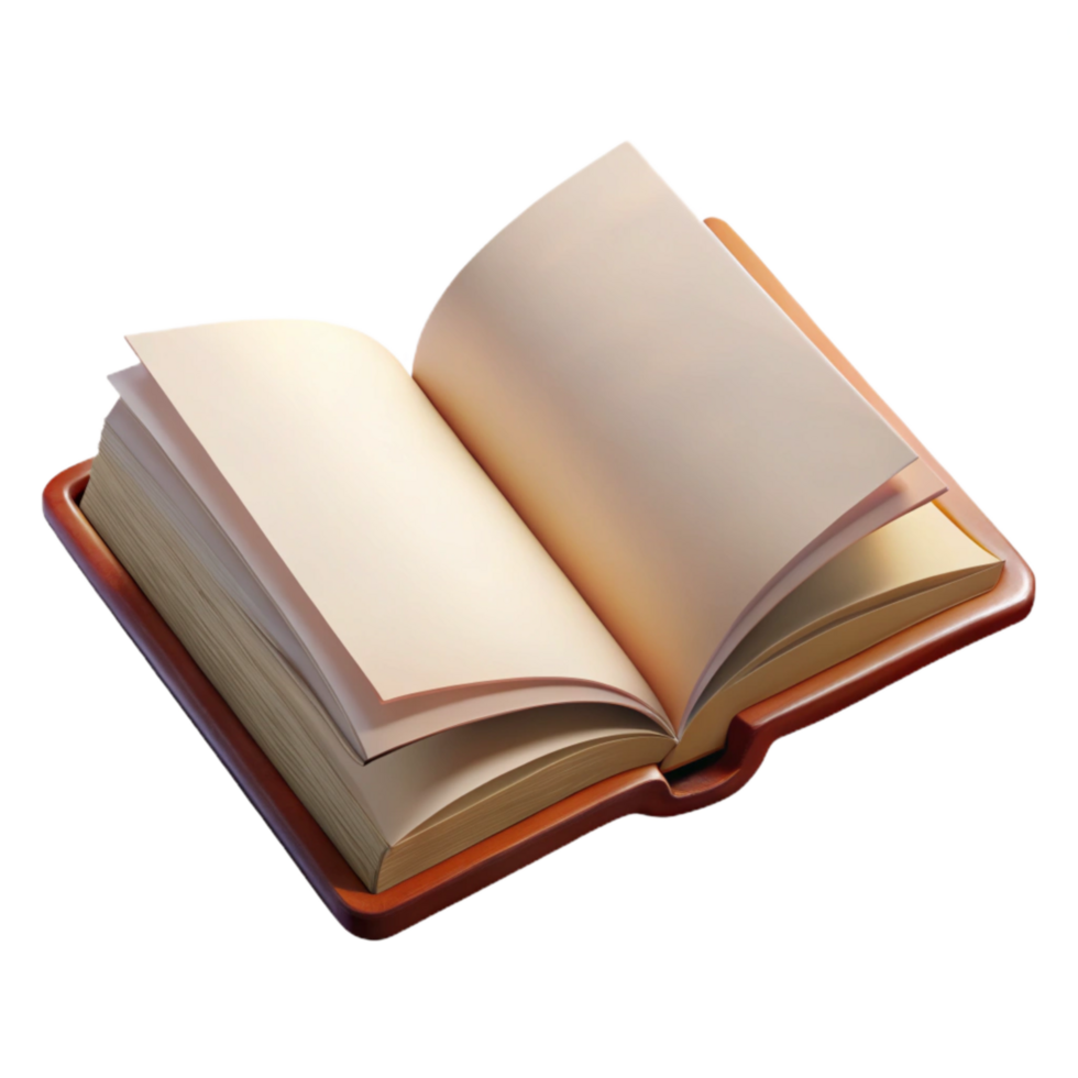 elegant traditional Open Book with Blank Pages Isolated Element high quality png