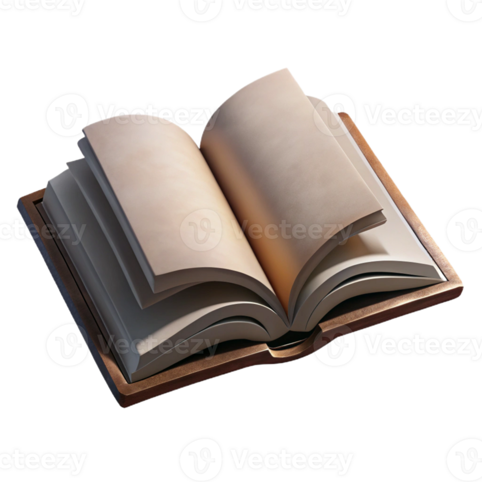 dramatic creative Open Book with Blank Pages Isolated Element premium png