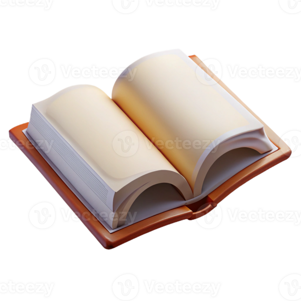 wonderful rustic Open Book with Blank Pages Isolated Element professional png