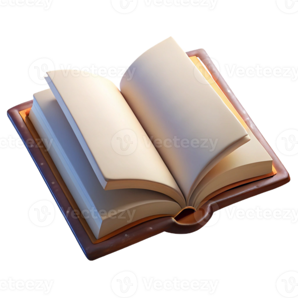 elegant rustic Open Book with Blank Pages Isolated Element detailed png