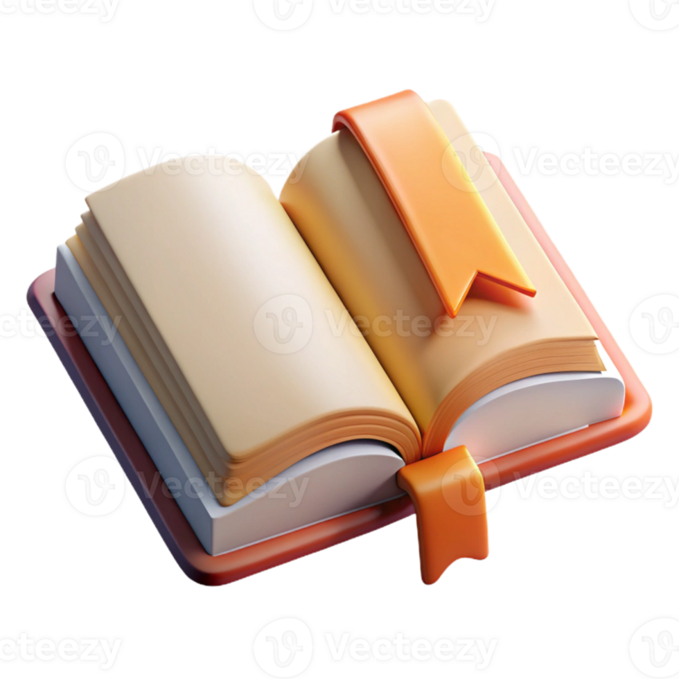 beautiful abstract Open Book with Bookmark Front View Transparent Background png