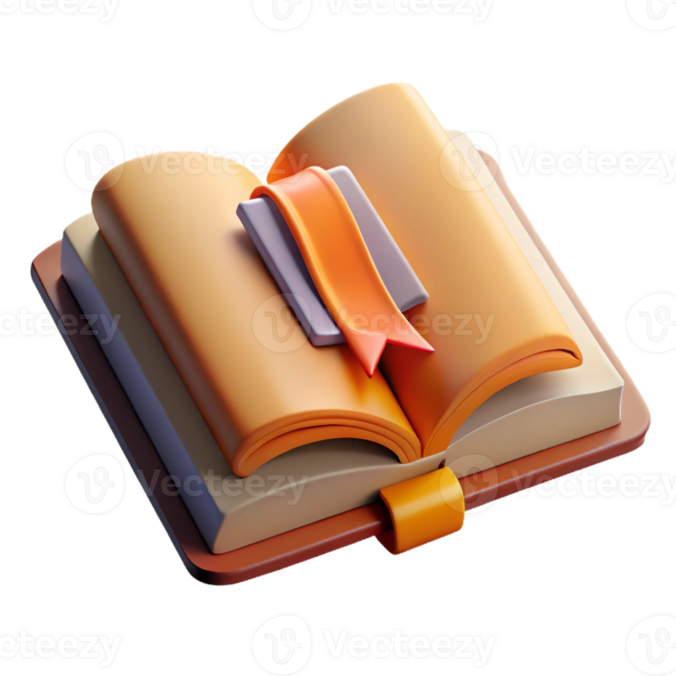 extraordinary artistic Open Book with Bookmark Front View Transparent Background original png