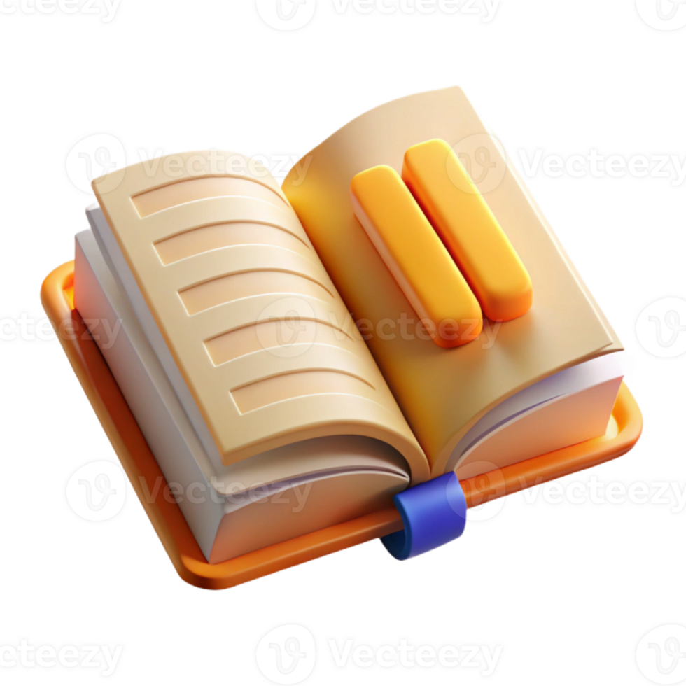 impressive classic Open Book with Bookmarks Side View Transparent Background png