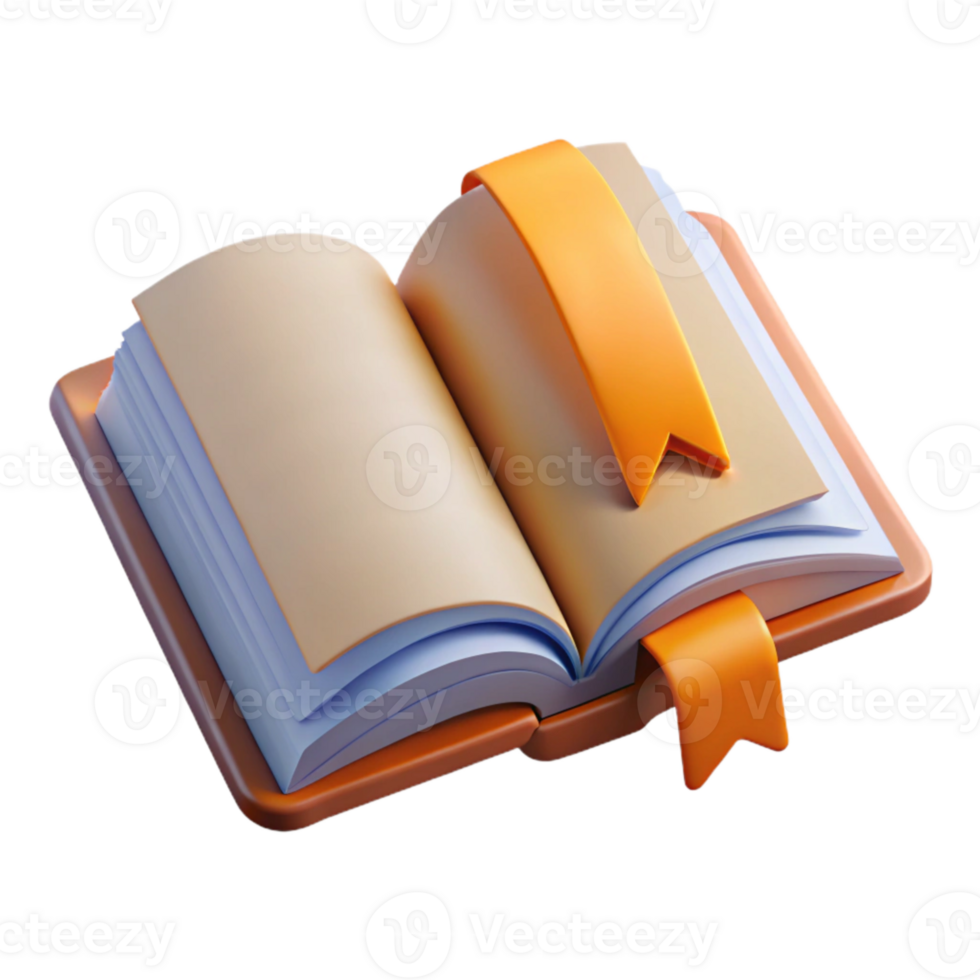 wonderful abstract Open Book with Bookmark Front View Transparent Background png