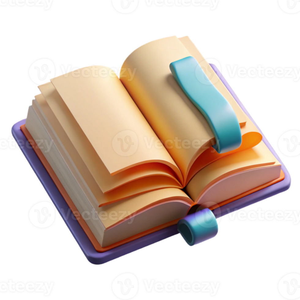 magnificent artistic Open Book with Bookmarks Side View Transparent Background png