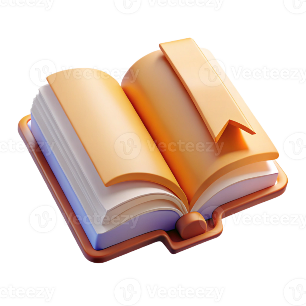 stunning minimalist Open Book with Bookmarks Side View Transparent Background high resolution png