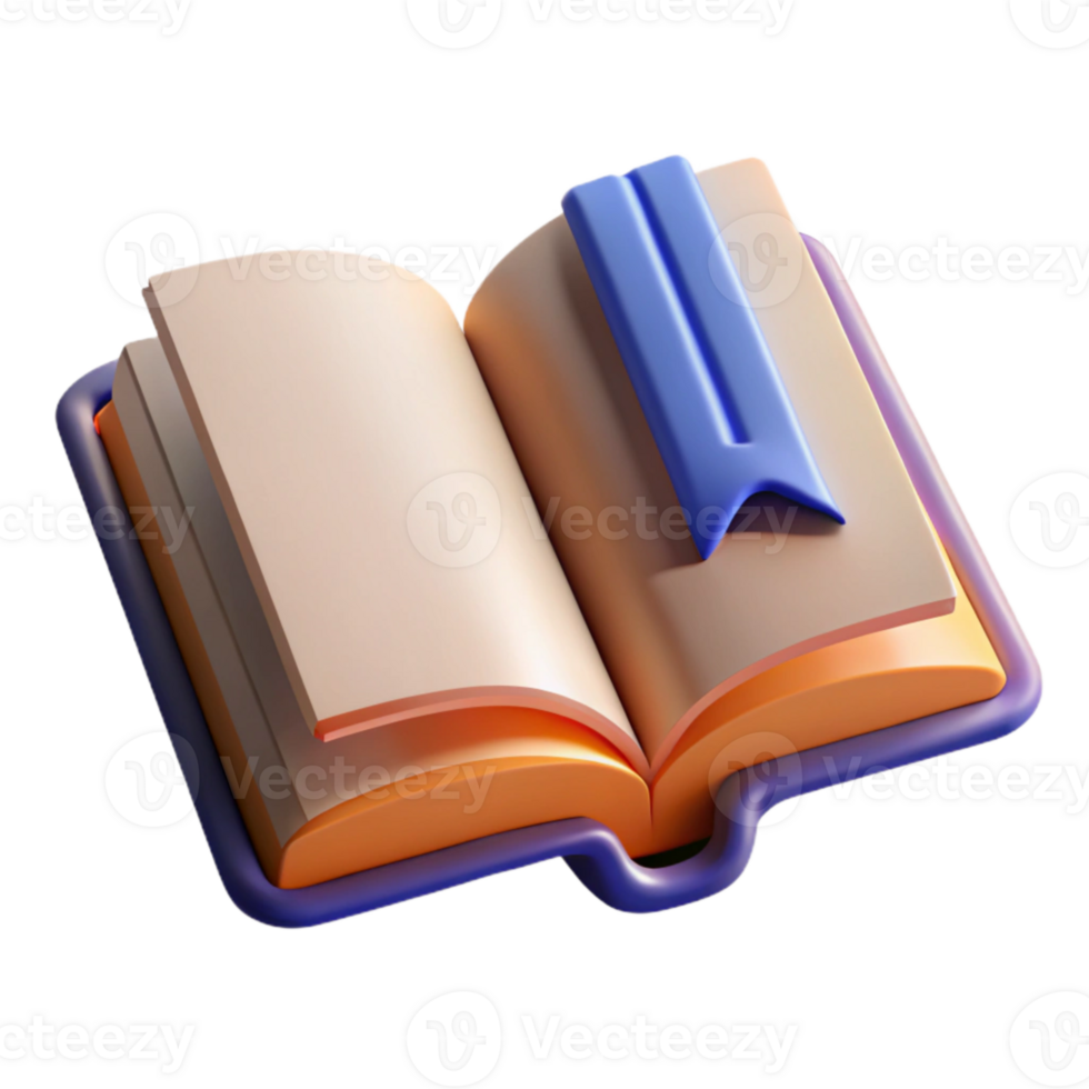 stunning abstract Open Book with Bookmark Front View Transparent Background professional png