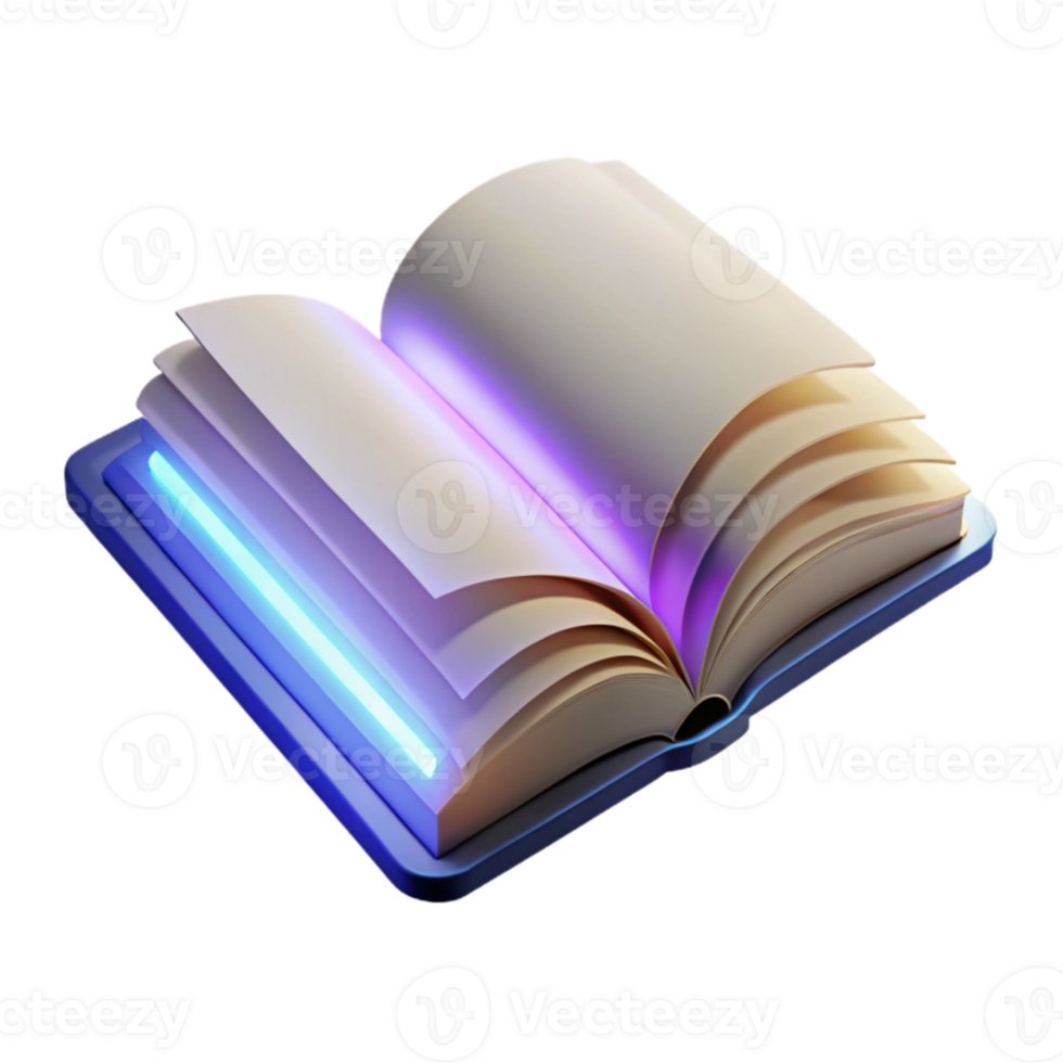 magnificent modern Open Book with Glowing Pages Warm Light Cutout png