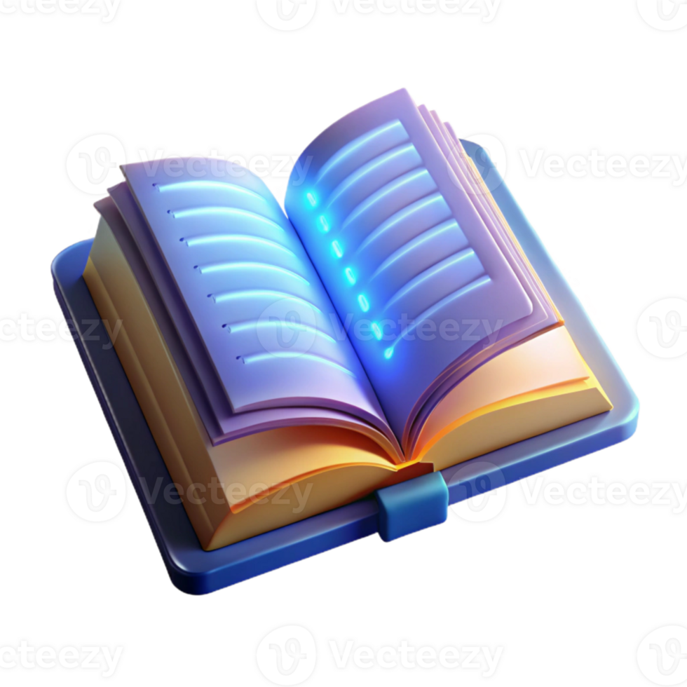 vibrant minimalist Open Book with Glowing Pages Warm Light Cutout premium png