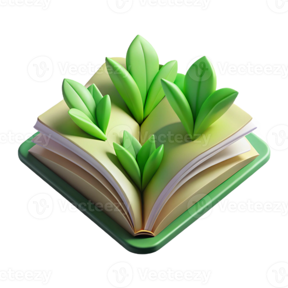 extraordinary abstract Open Book with Green Leaves Transparent Element professional png