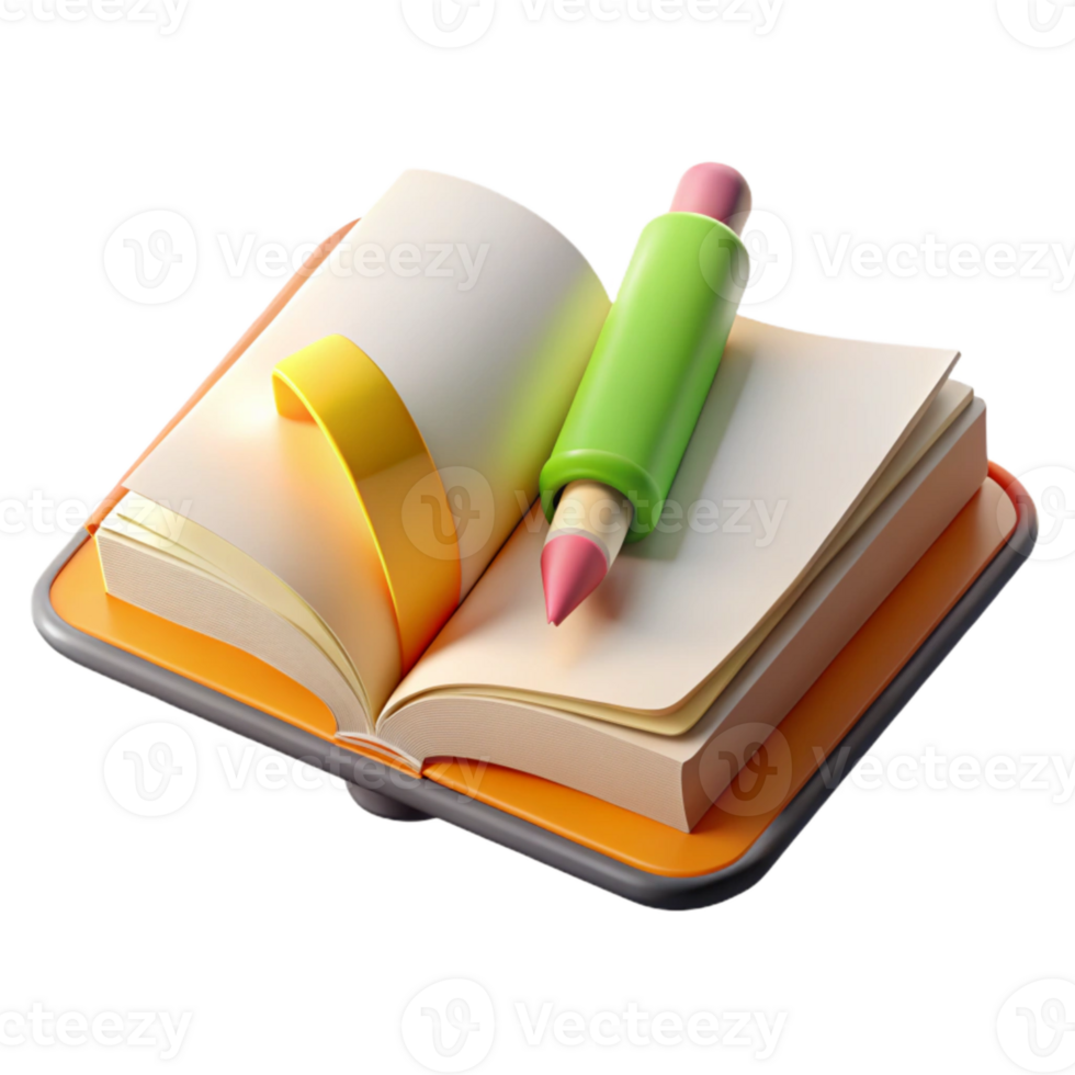 dramatic traditional Open Book with Highlighter Top View Transparent png