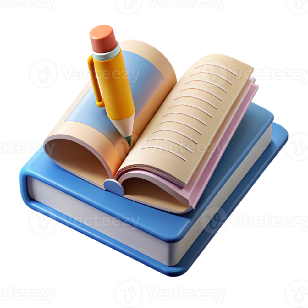 vibrant abstract Open Book with Highlighter Top View Transparent detailed png