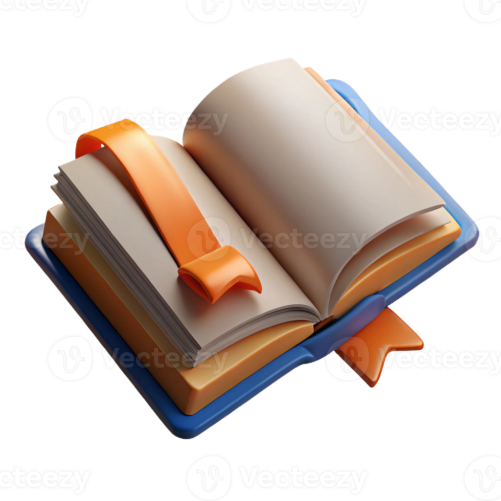 wonderful contemporary Open Book with Ribbon Bookmark Cutout genuine png