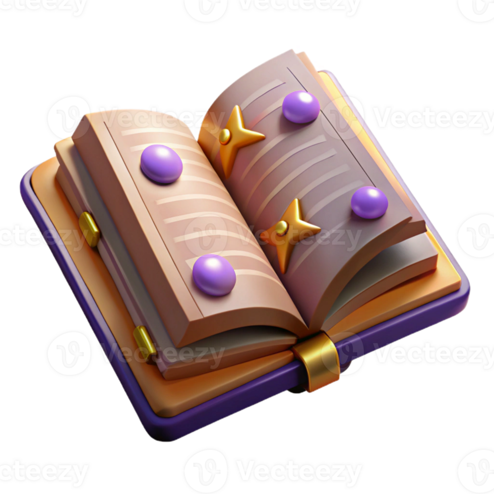 vibrant modern Open Book with Spells Cutout Transparent Background high resolution png