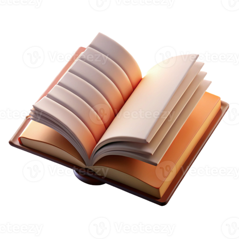 vibrant minimalist Open Book with Turned Pages Angled View Cutout original png