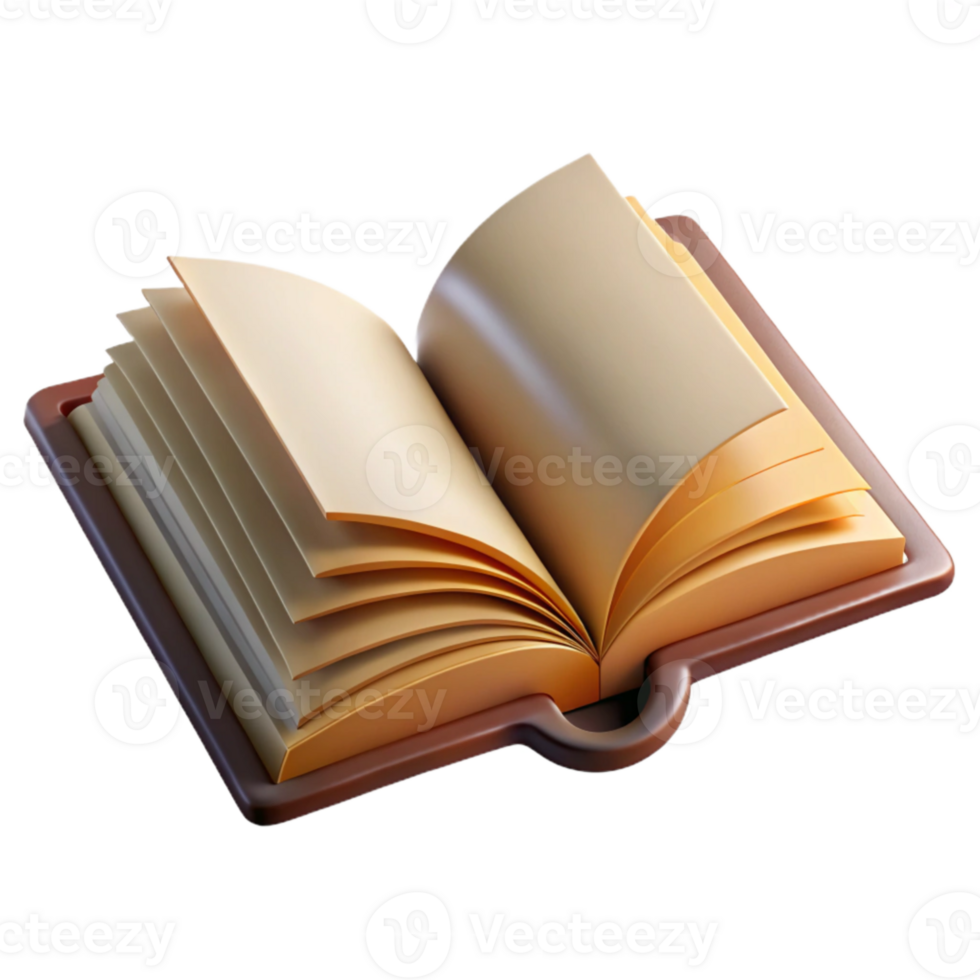 serene rustic Open Book with Turning Pages Reading Concept Isolated authentic png
