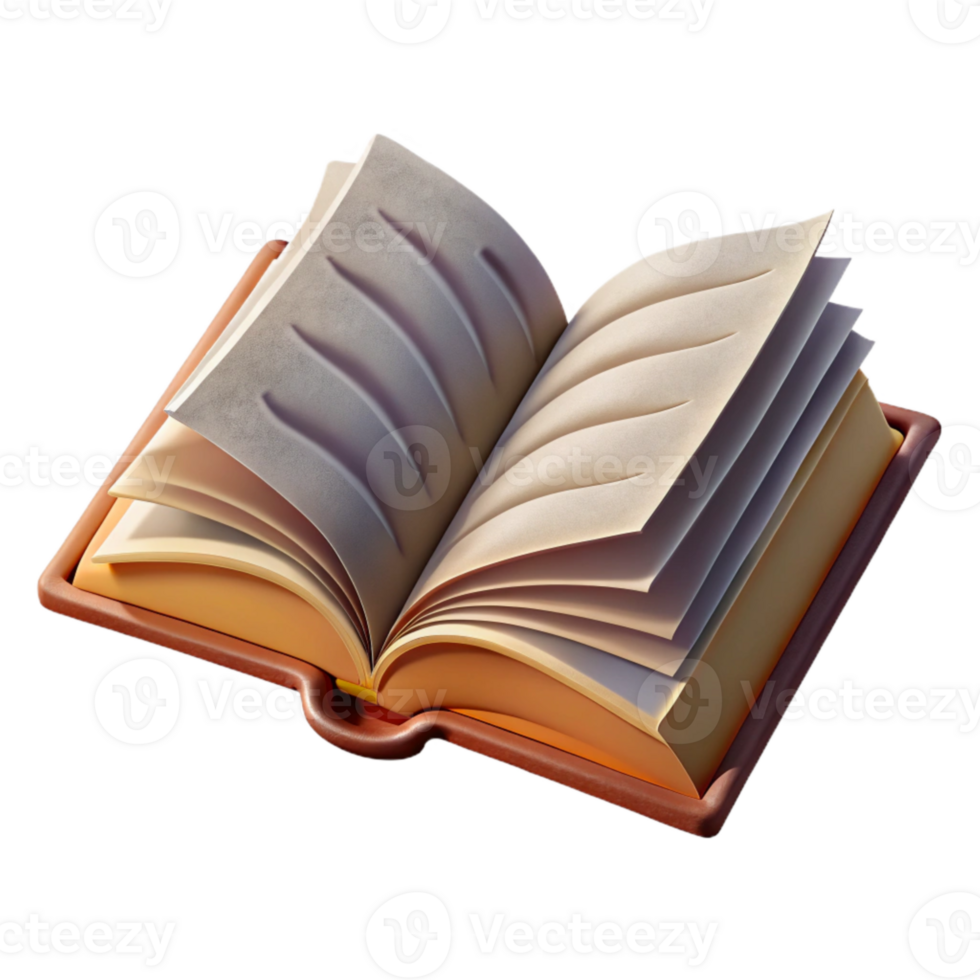 impressive modern Open Book with Turned Pages Angled View Cutout high resolution png