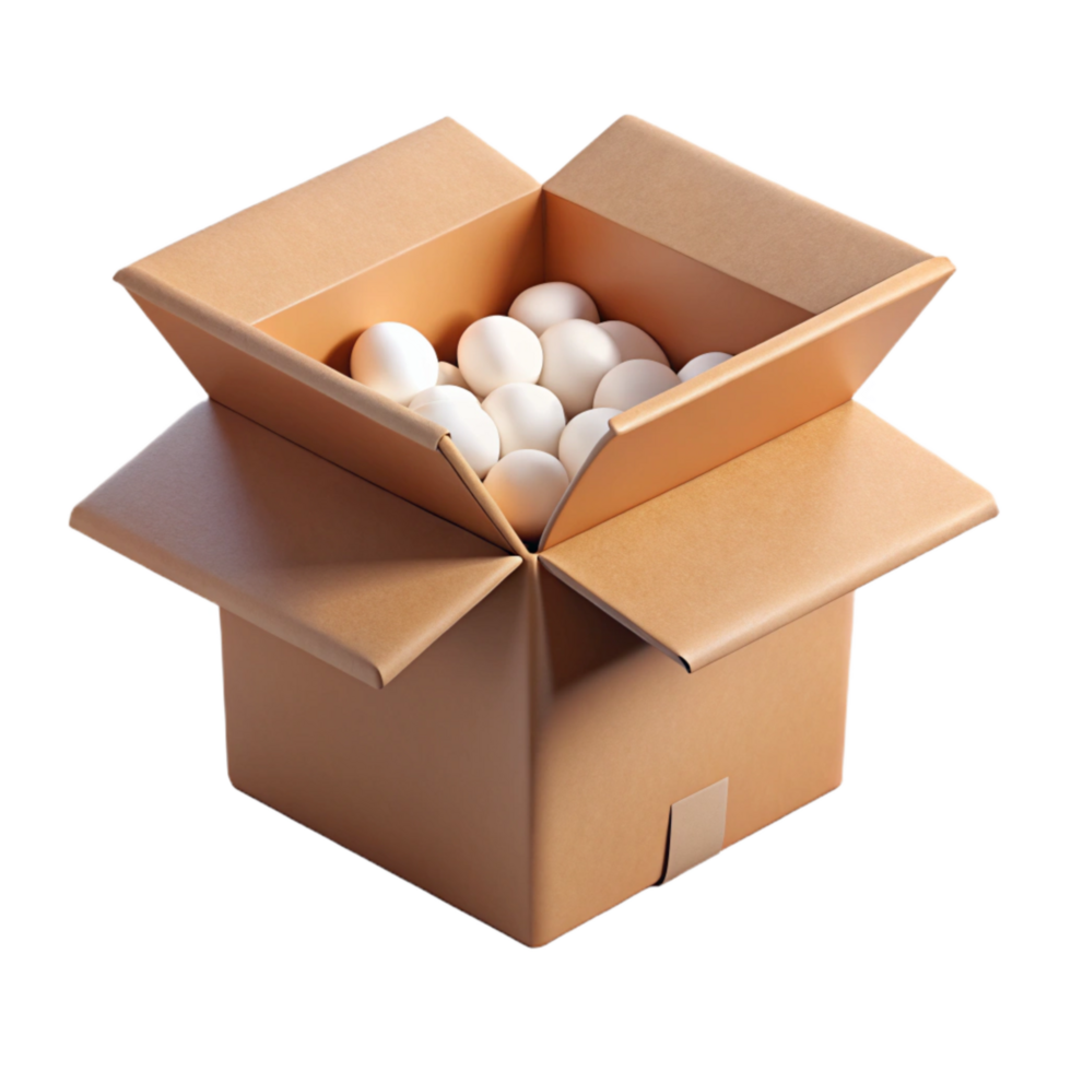 magnificent rustic Open Cardboard Box with Packing Peanuts Element authentic png