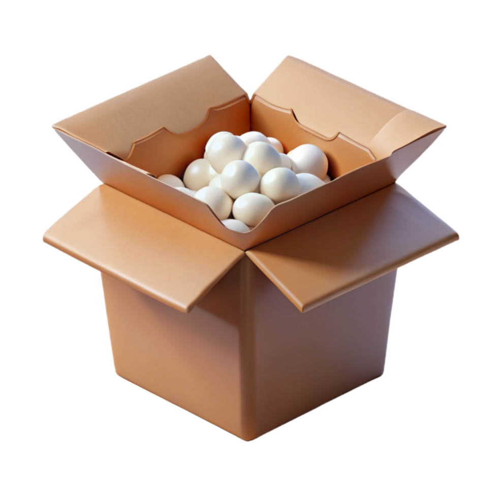wonderful minimalist Open Cardboard Box with Packing Peanuts Element premium png