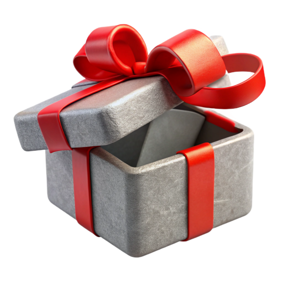 stunning modern Open Gift Box with Red Ribbon Cutout exclusive png