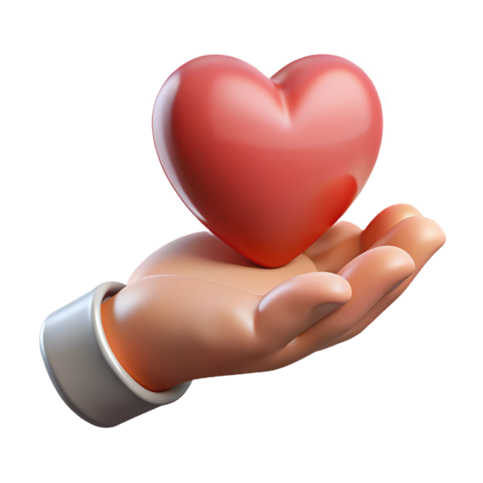 dramatic artistic Open Hand Holding a Heart Isolated Element authentic png