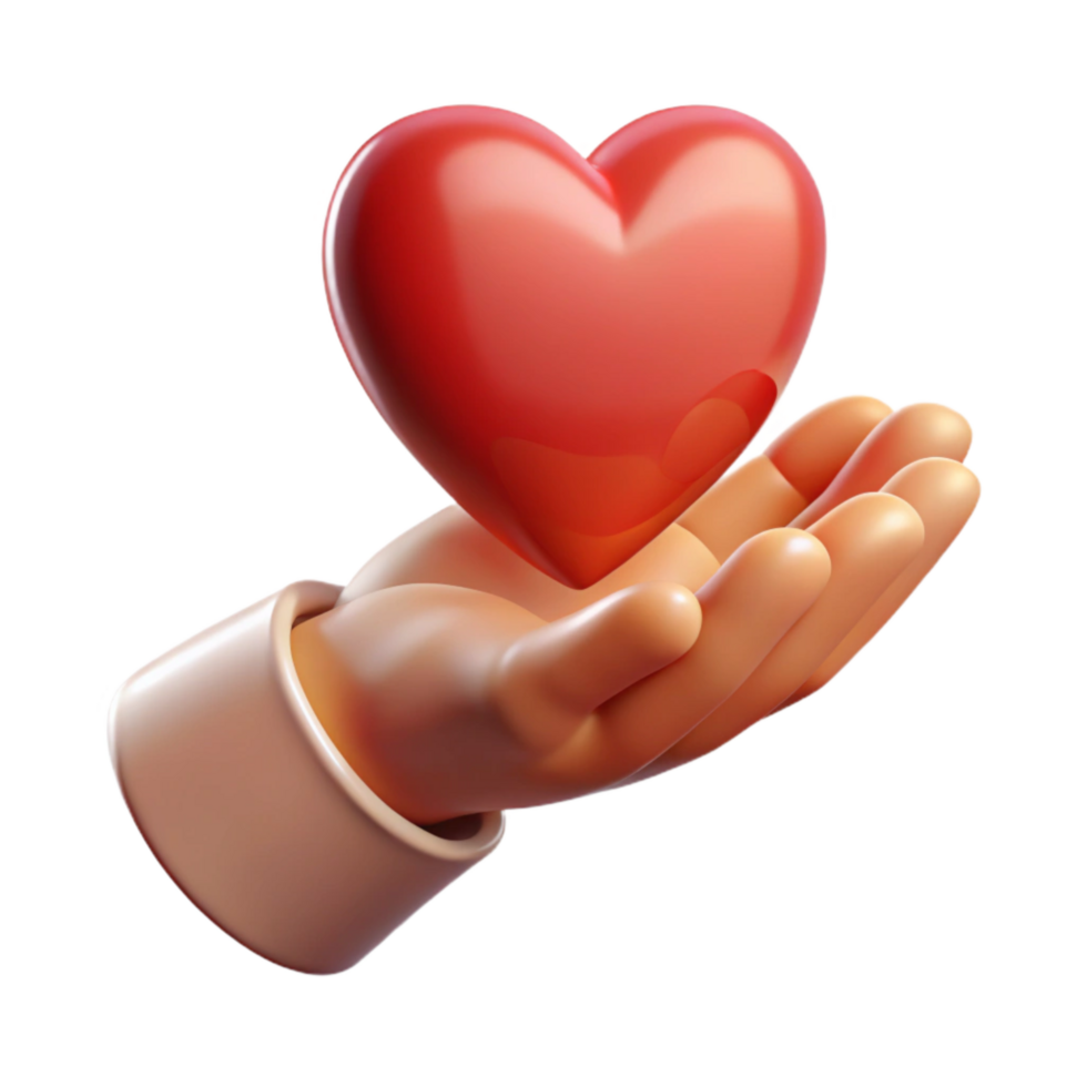 serene rustic Open Hand Holding a Heart Isolated Element png