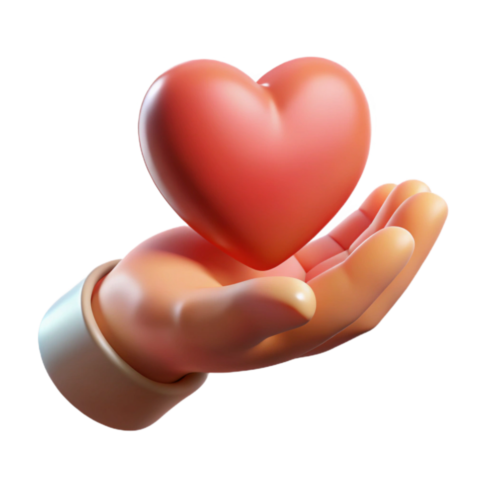 vibrant creative Open Hand Holding a Heart Isolated Element genuine png