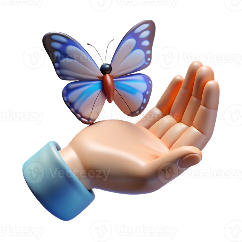 beautiful creative Open Hand with Butterfly Cutout White Background high resolution png