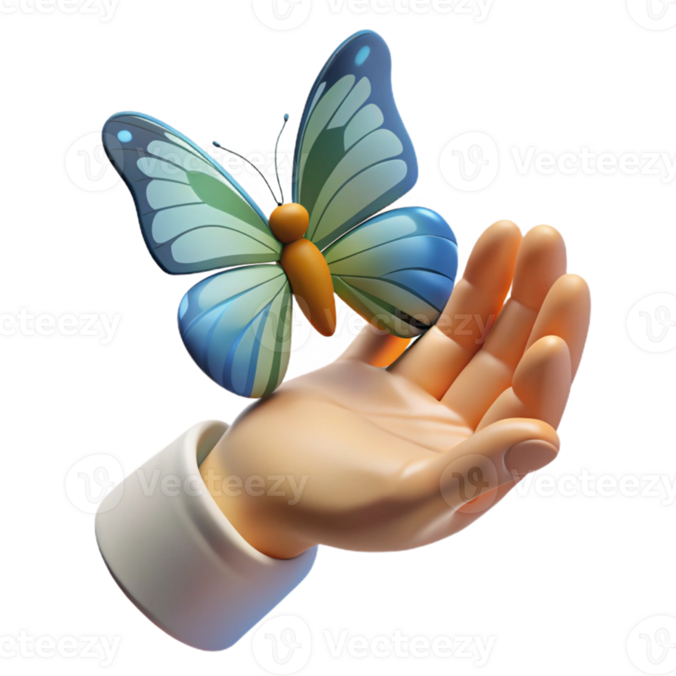 stunning minimalist Open Hand with Butterfly Cutout White Background high quality png