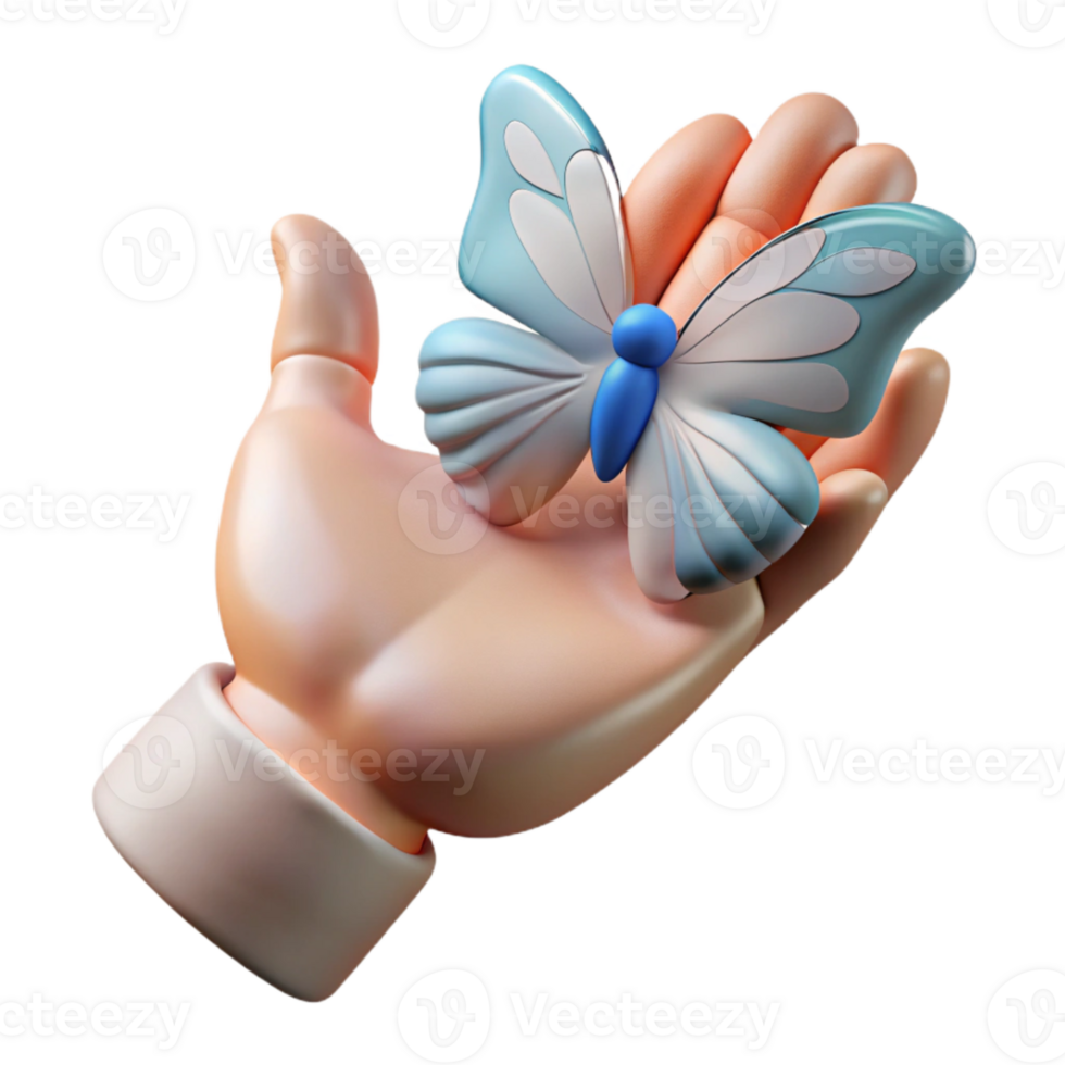 impressive traditional Open Hand with Butterfly Cutout White Background exclusive png