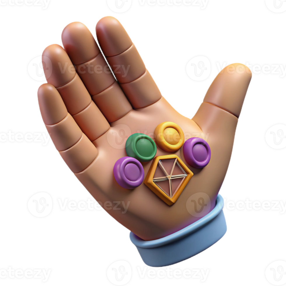 extraordinary vintage Open Hand with Chakra Symbols Isolated authentic png