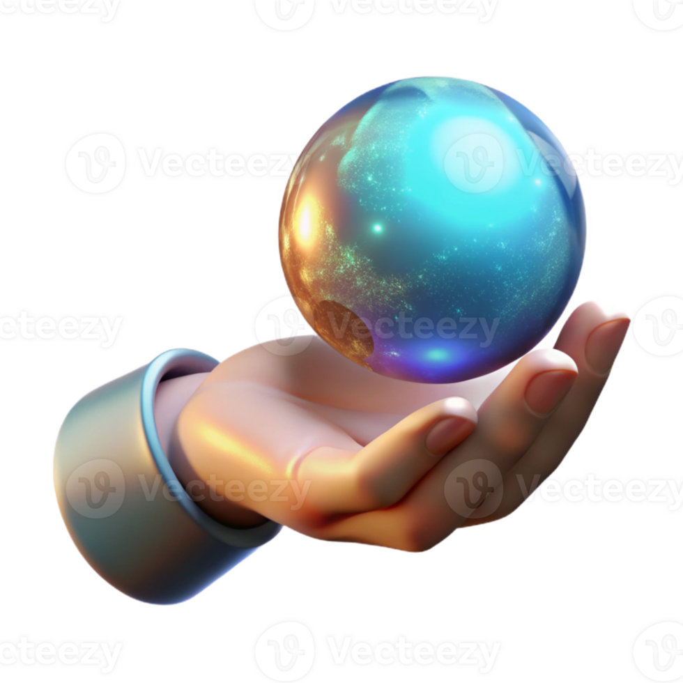 elegant artistic Open Hand with Glowing Orb Cutout premium png