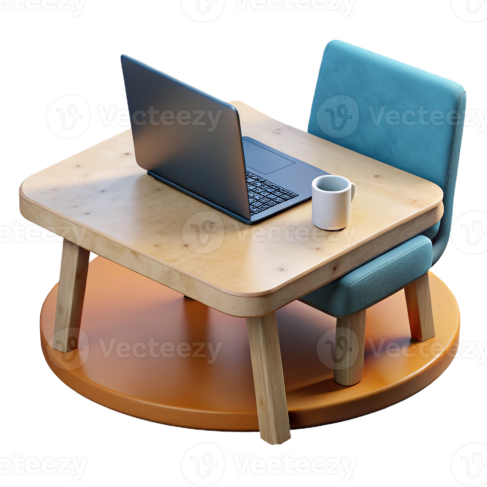 elegant creative Open Laptop on Conference Table Cutout premium png