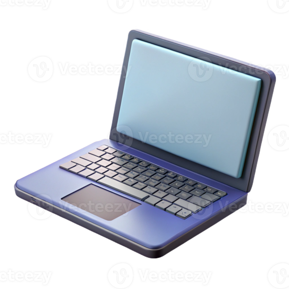 impressive traditional Open Laptop with Blank Screen Top View Cutout authentic png