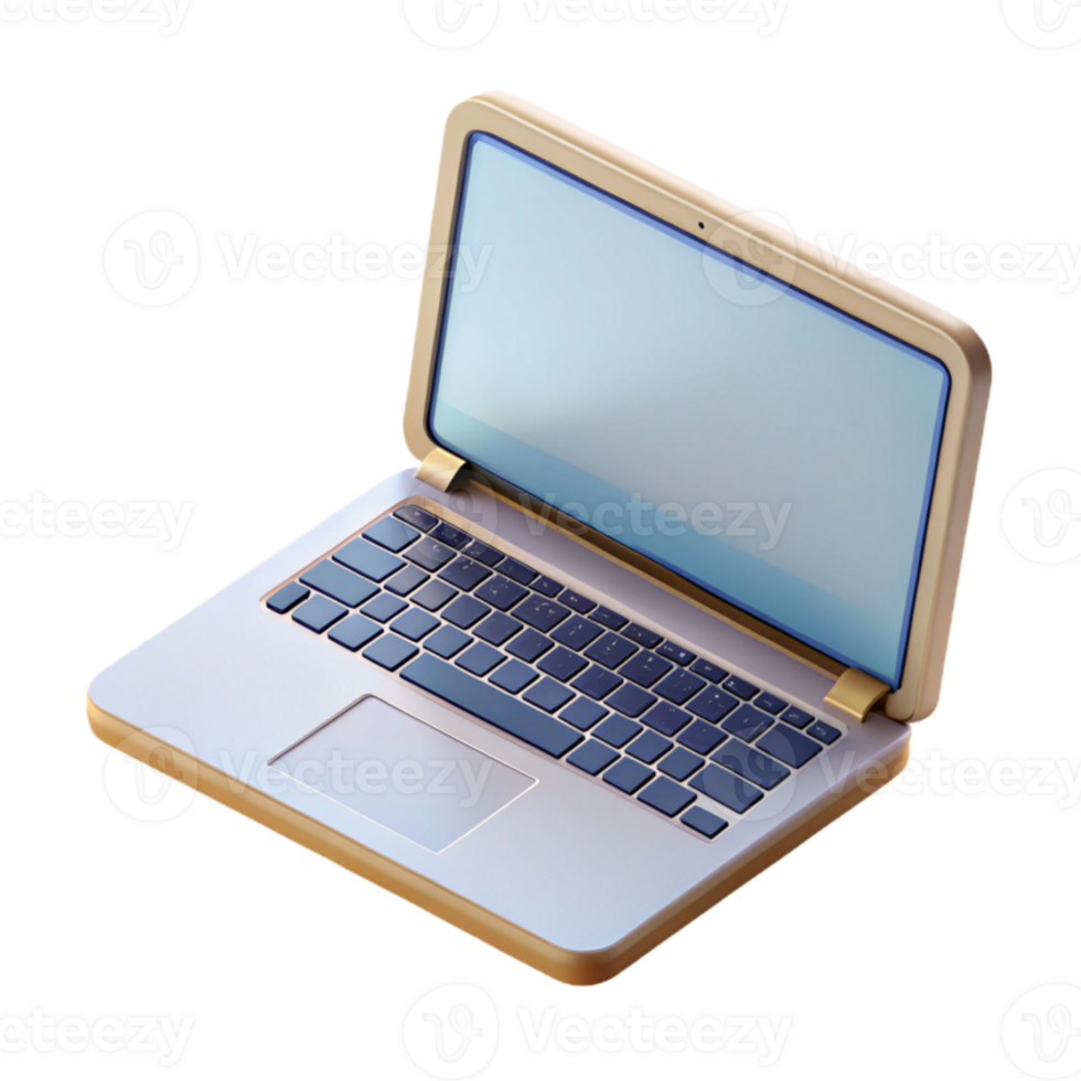 vibrant contemporary Open Laptop with Blank Screen Top View Cutout premium png