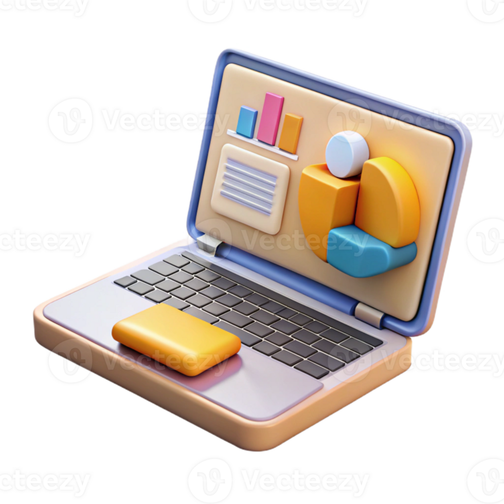 stunning creative Open Laptop with Presentation Slides Isolated on Transparent Background high resolution png