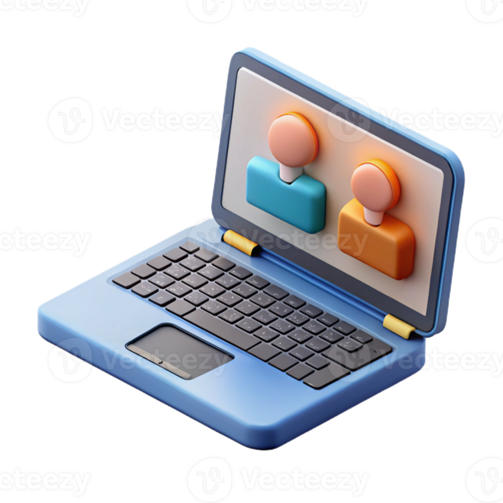 wonderful modern Open Laptop with Conference on Screen Top View Cutout png