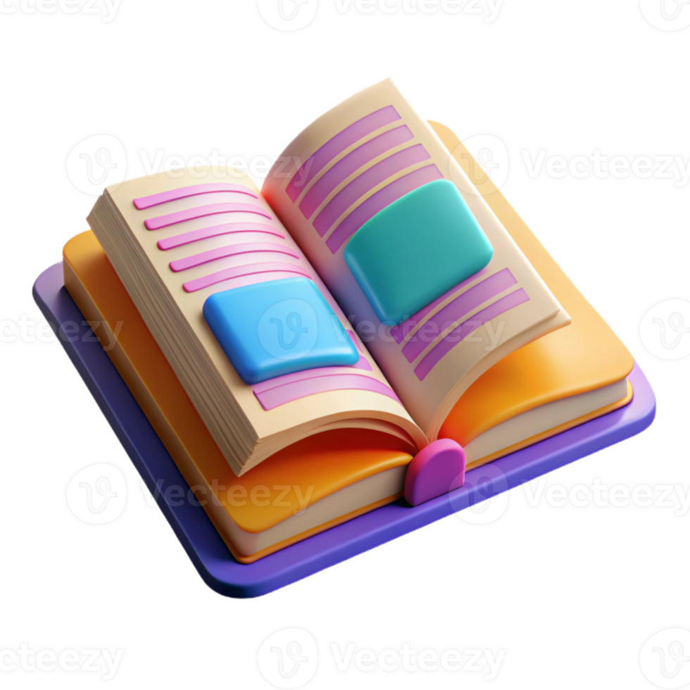 stunning traditional Open Textbook with Colorful Illustrations Isolated premium png
