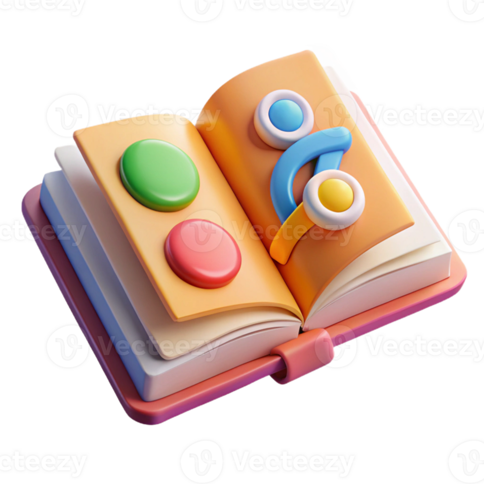 wonderful creative Open Textbook with Colorful Illustrations Isolated high quality png