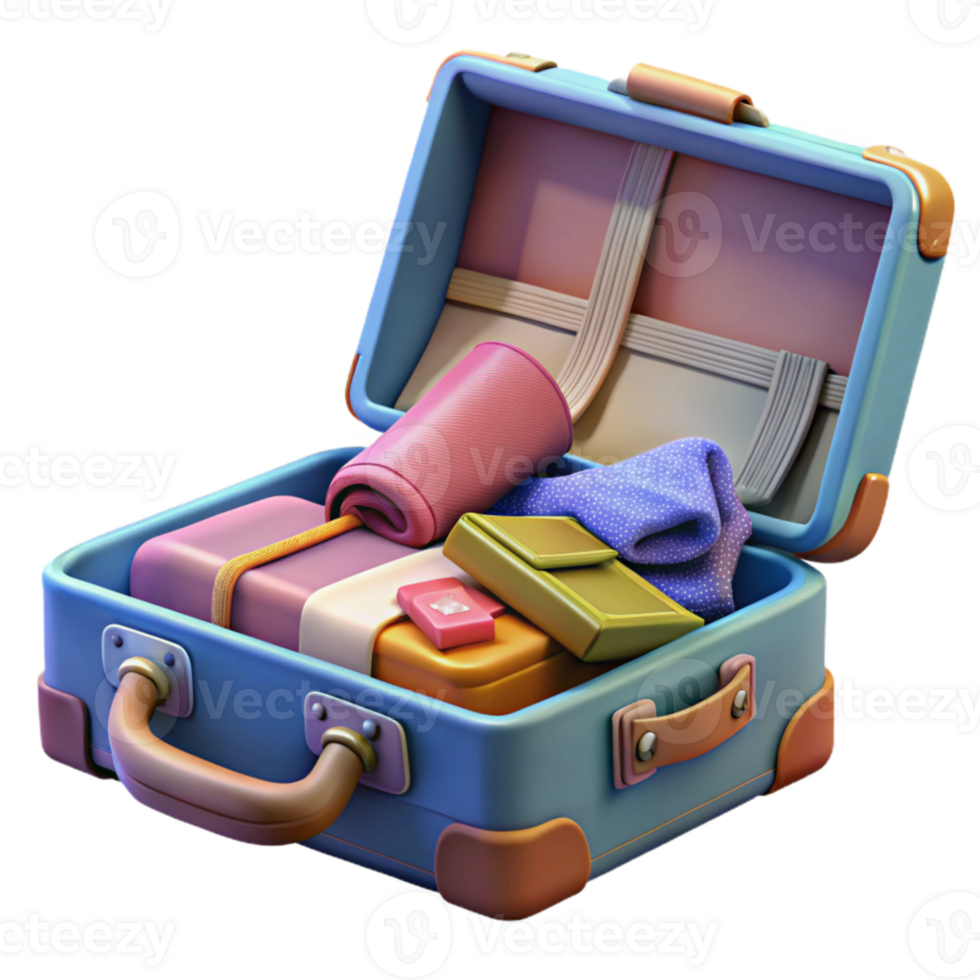 beautiful minimalist Open Suitcase with Clothes Inside Element genuine png