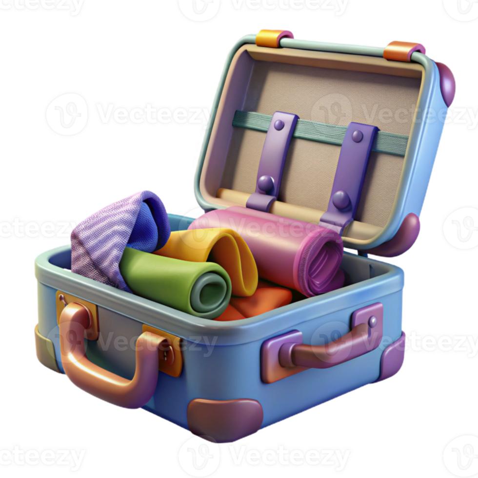 serene contemporary Open Suitcase with Clothes Inside Element authentic png