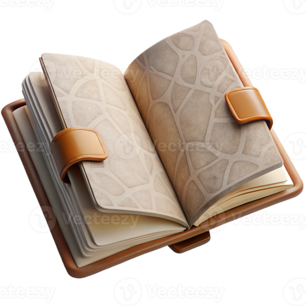 vibrant rustic Open Travel Journal Blank Pages Isolated high resolution png