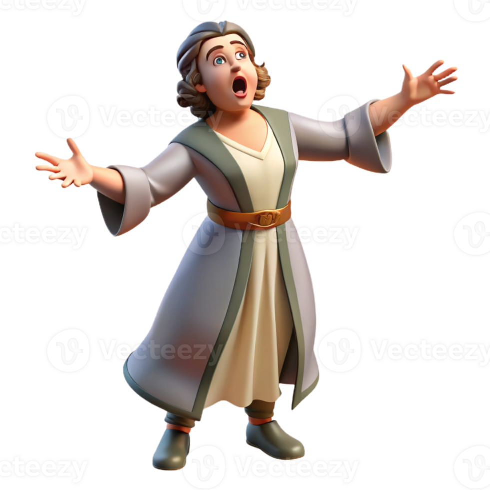 serene minimalist Opera Singer Dramatic Pose Isolated png