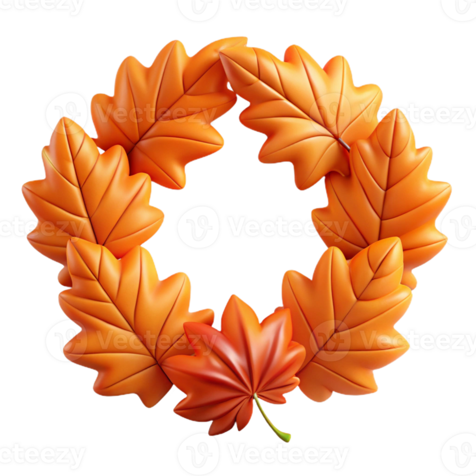 elegant minimalist Orange Autumn Leaves Border Cutout Transparent Background png